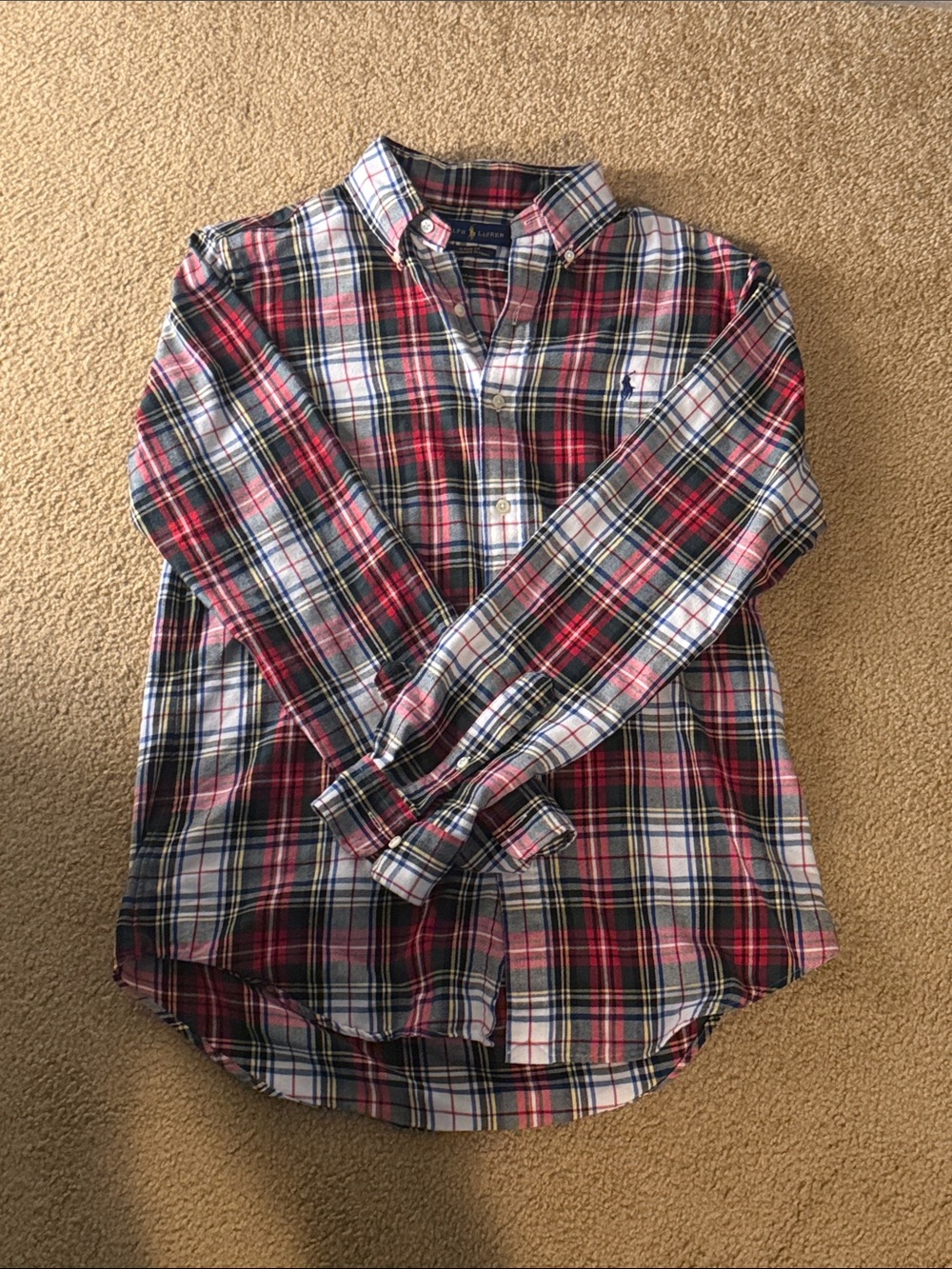Ralph Lauren Men’s Red, White & Blue Plaid Button-Down Shirt